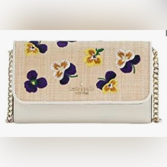 kate spade Handbags - Kate Spade Wild Petal Embroidered Floral Crossbody Chain Wallet EUC